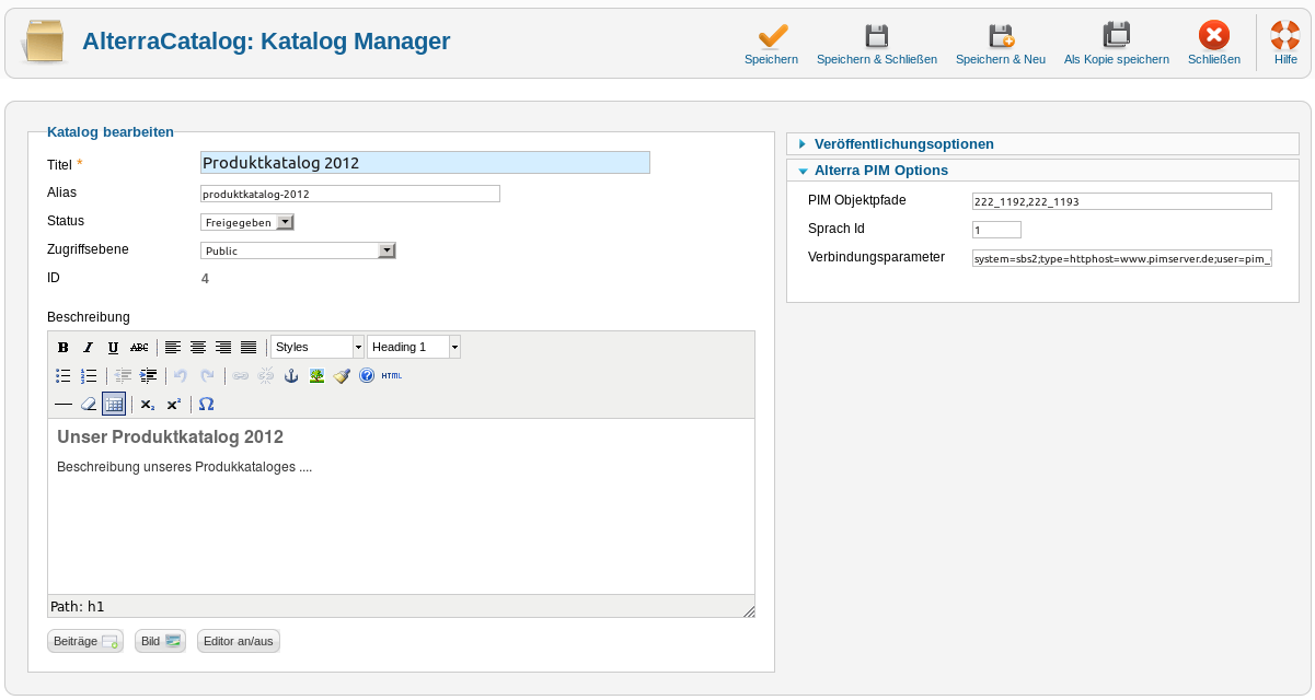 AlterraCatalog - Katalog Bearbeiten AlterraCatalog - Katalog Bearbeiten