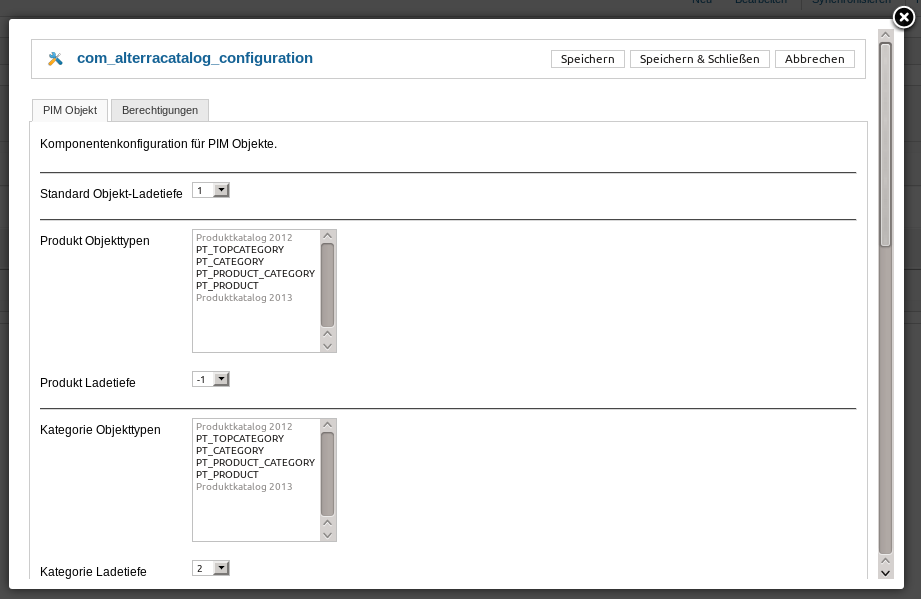 AlterraCatalog - Konfiguration