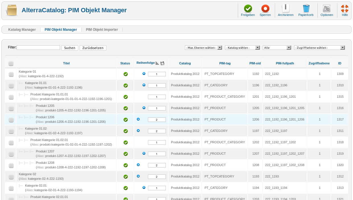 AlterraCatalog - PIM Objekt Manager AlterraCatalog - PIM Objekt Manager