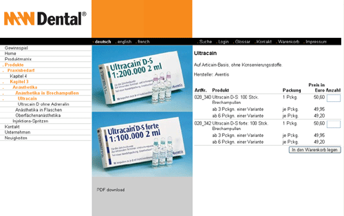 M+W Dental – Product Preview in Sepia Alterra PIM M+W Dental – Product Preview in Sepia Alterra PIM